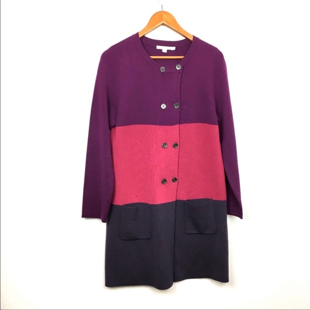 Boden Colorblock Long Cardigan Wool Coatigan size 2